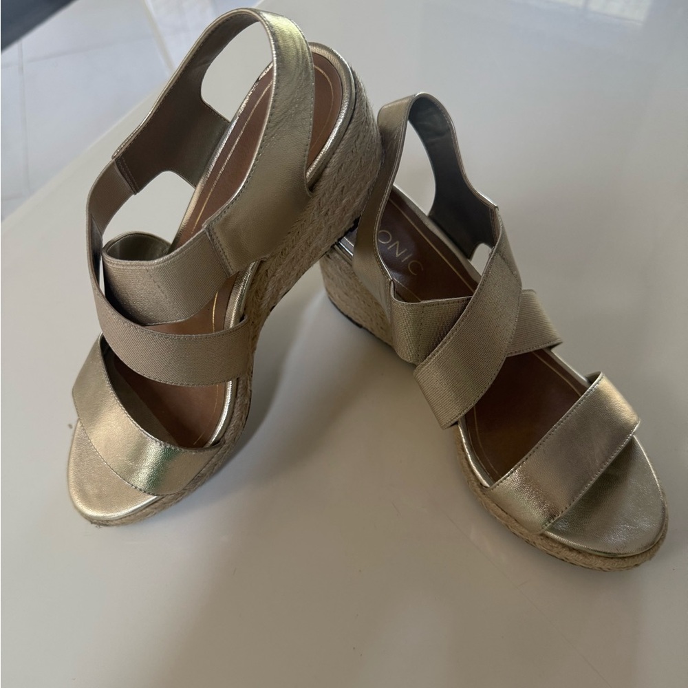 Vionic Metallic Gold Wedge Sandals